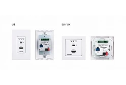Kramer WP-20CT/EU-80/86(W) Передатчик HDMI/USB-C с автоматическим переключением и RS-232 по витой паре HDBaseT, деэмбедиование аудио, возможность зарядки по USB-C до 60 Вт; поддержка 4К60 4:2